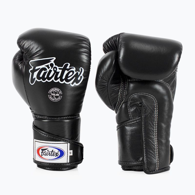 "Fairtex" stilingos kampuotos bokso pirštinės su užfiksuotu nykščiu juodos spalvos