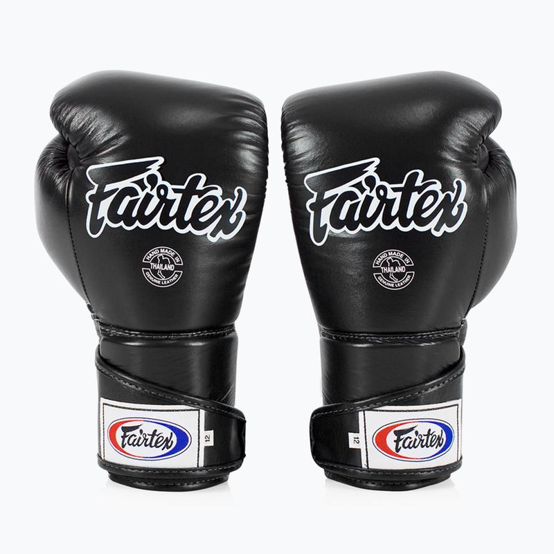 "Fairtex" stilingos kampuotos bokso pirštinės su užfiksuotu nykščiu juodos spalvos