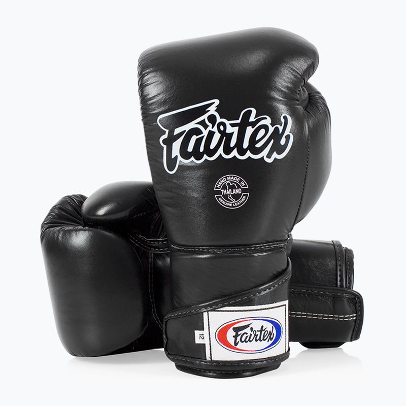 "Fairtex" stilingos kampuotos bokso pirštinės su užfiksuotu nykščiu juodos spalvos 4