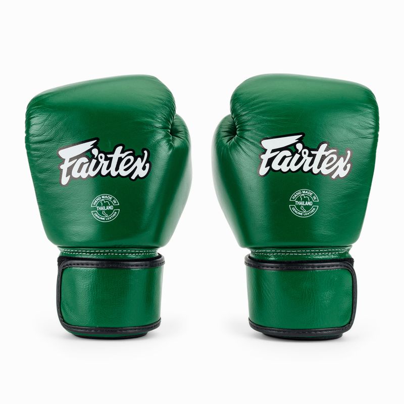 Bokso pirštinės Fairtex Real Leather Boxing green 2