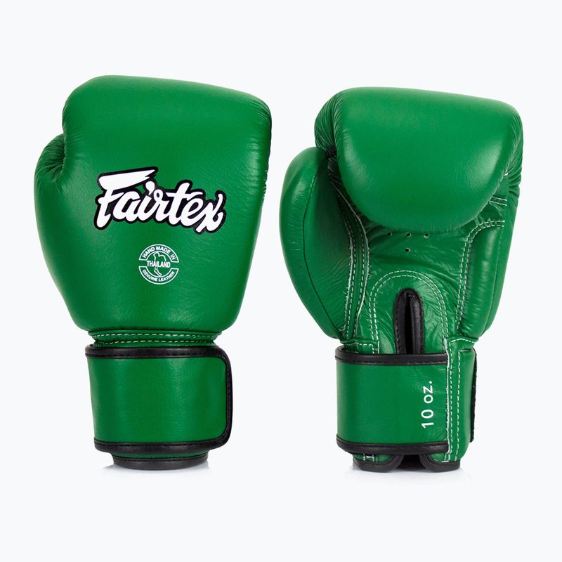 Bokso pirštinės Fairtex Real Leather Boxing green