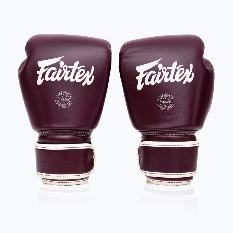 Bokso pirštinės Fairtex Real Leather Boxing maroon