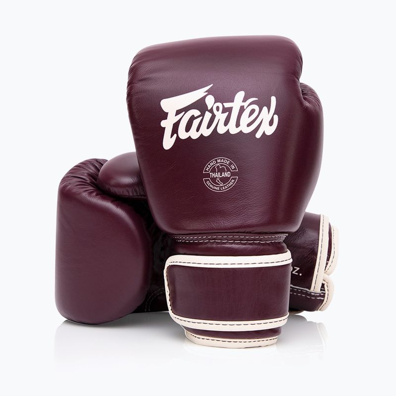 Bokso pirštinės Fairtex Real Leather Boxing maroon 4