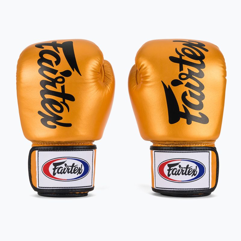 Bokso pirštinės Fairtex Deluxe Tight-Fit gold 2