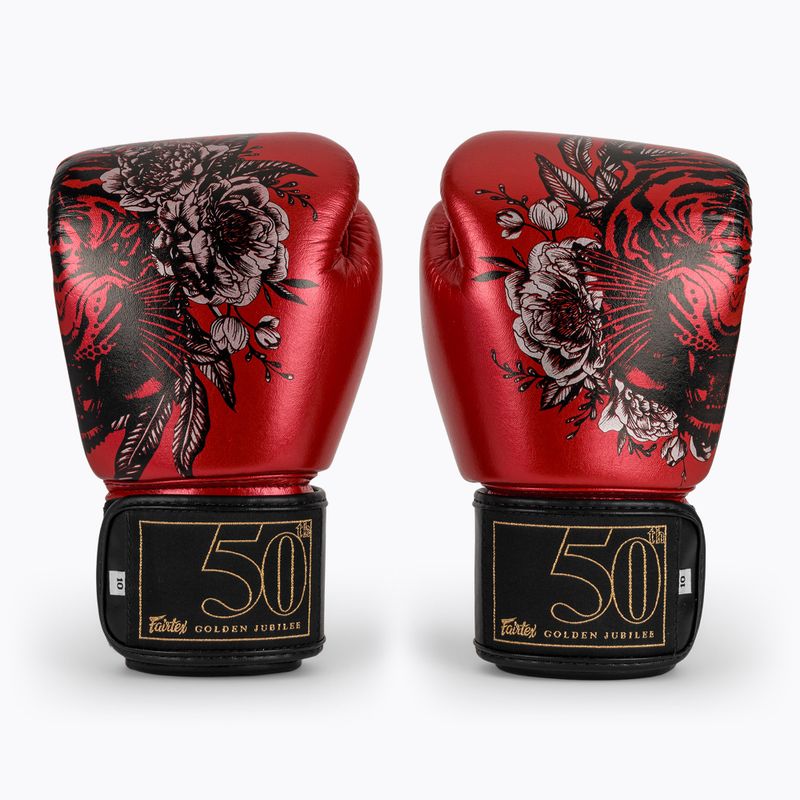 Fairtex Golden Jubilee raudonos bokso pirštinės 2