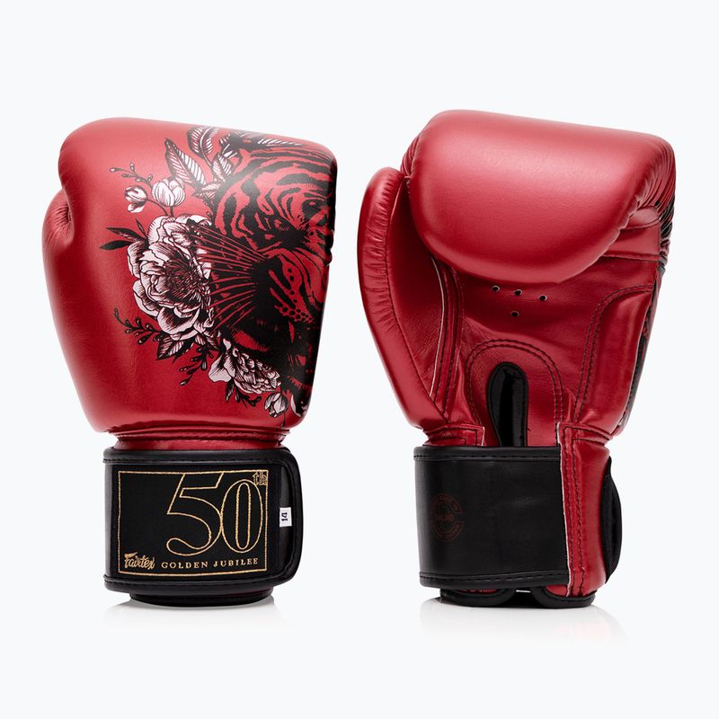 Fairtex Golden Jubilee raudonos bokso pirštinės