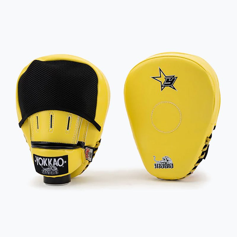Treniruočių letenos YOKKAO Institution Focus Mitts Close Finger yellow