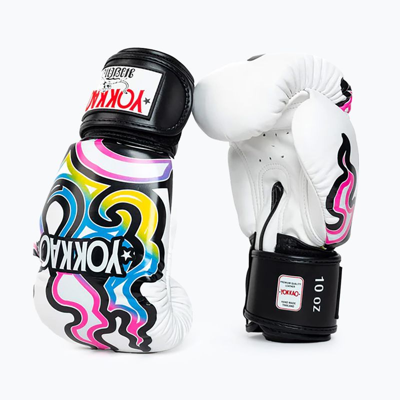 Vyriškos bokso pirštinės YOKKAO Flames white 2