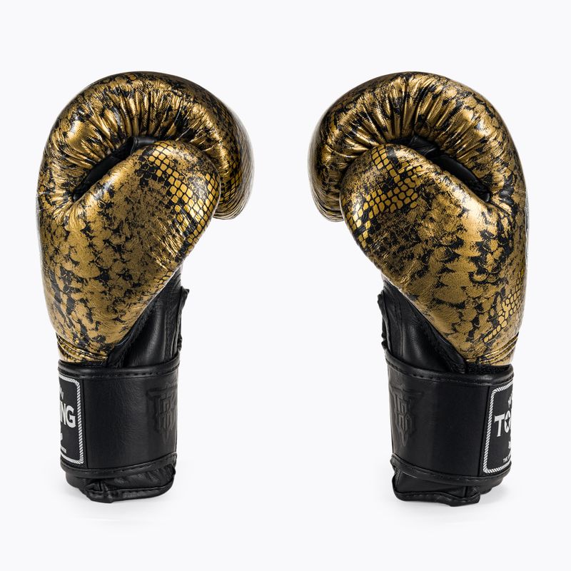 "Top King Muay Thai Super Star Air Snake" juodos/auksinės bokso pirštinės 3