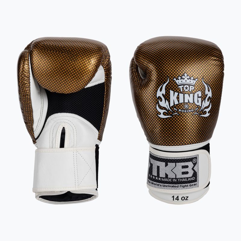 Top King Muay Thai Empower baltos bokso pirštinės TKBGEM-02A-WH