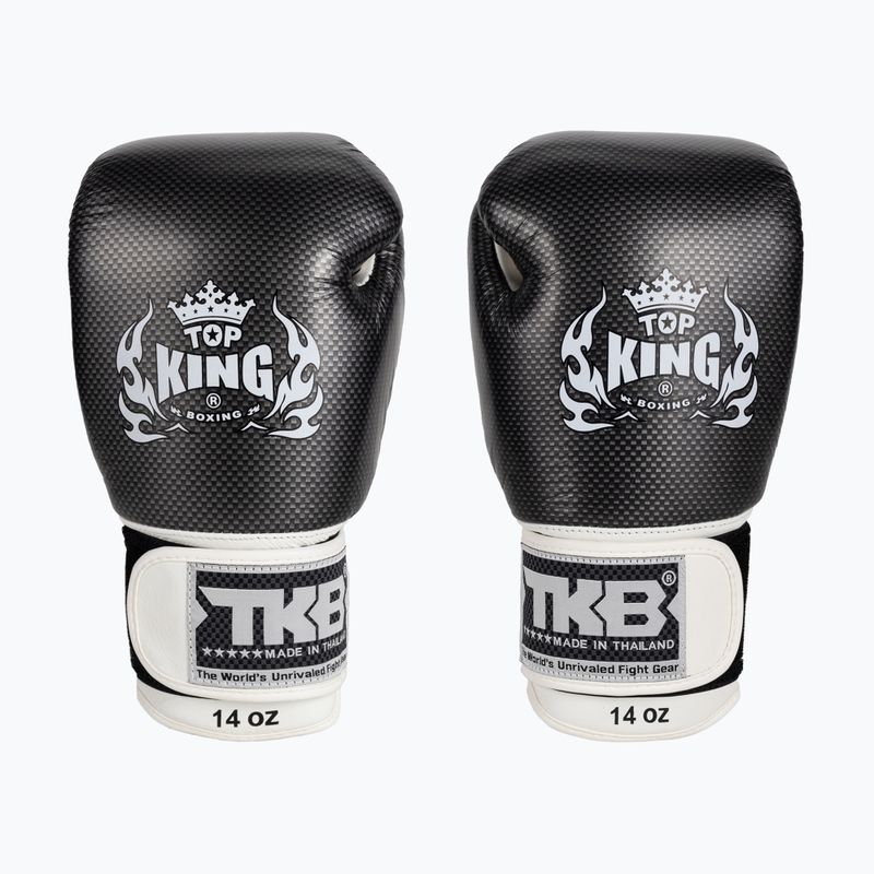 Top King Muay Thai Empower Air baltos ir sidabrinės bokso pirštinės TKBGEM-02A-WH 2