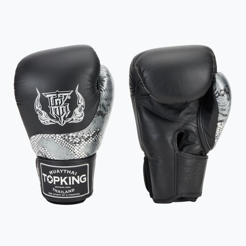 Bokso pirštinės Top King Muay Thai Power Snake black/silver