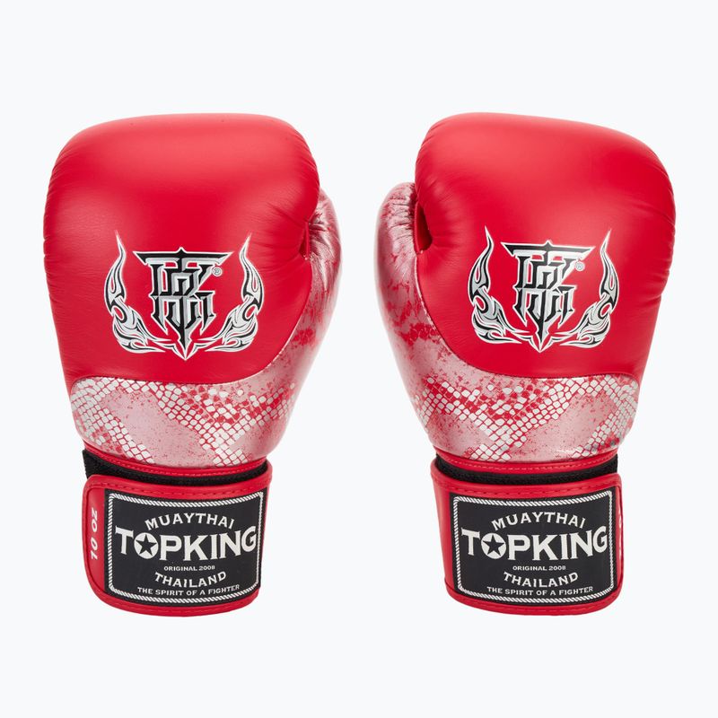 Bokso pirštinės Top King Muay Thai Power Snake red/silver 2