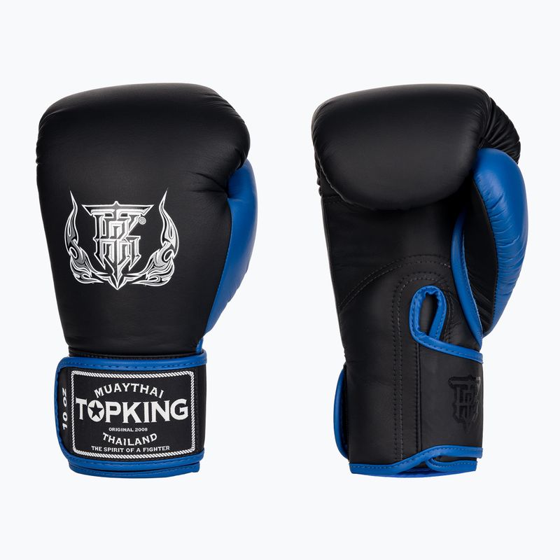 Bokso pirštinės Top King Reborn Boxing Semi Leather black/blue 3