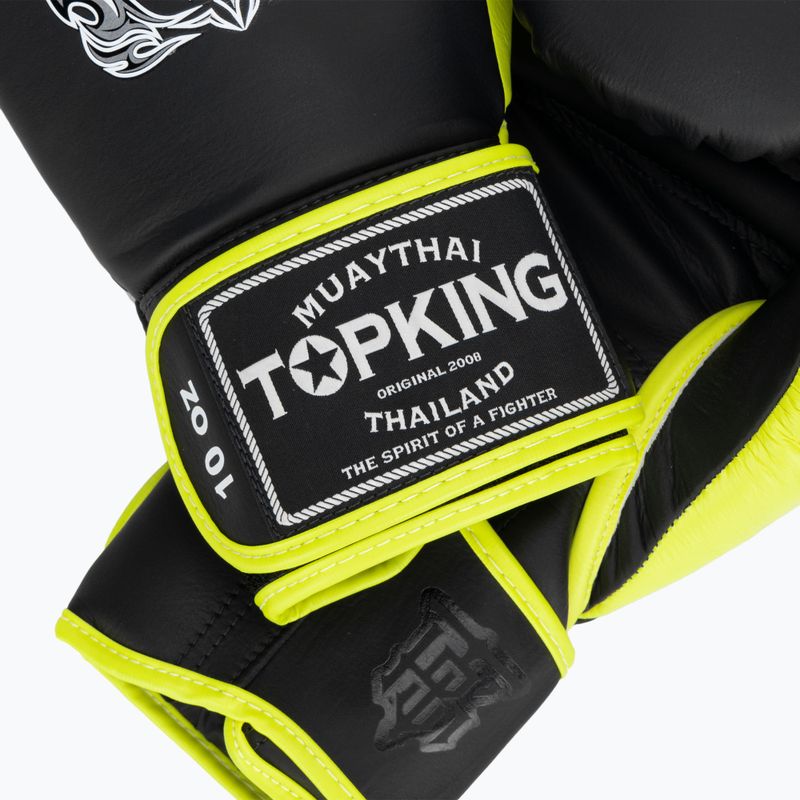 Bokso pirštinės Top King Reborn Boxing Semi Leather black/yellow 4