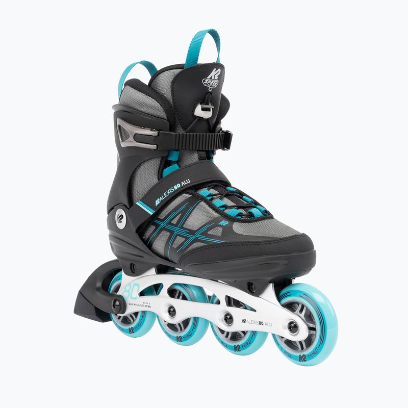 Moteriški riedučiai K2 Alexis 80 Alu grey/cyan