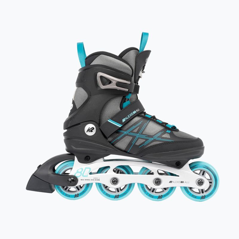 Moteriški riedučiai K2 Alexis 80 Alu grey/cyan 2