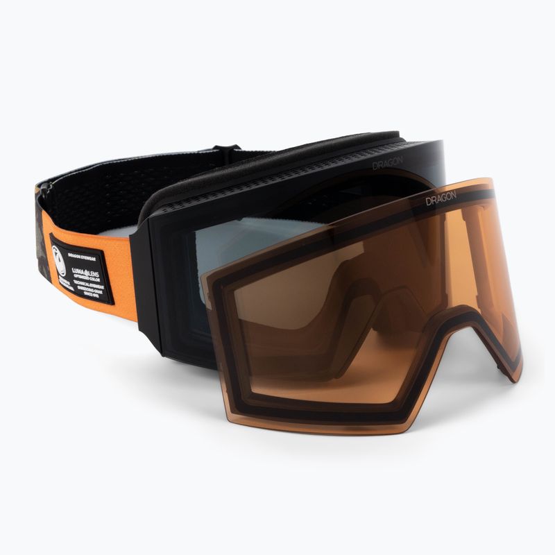 DRAGON RVX OTG slidinėjimo akiniai bush camo/lumalens dark smoke/lumalens amber 43734-310
