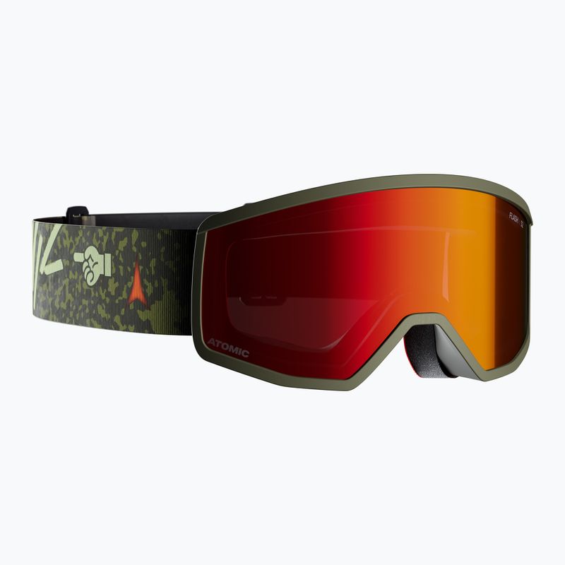 Vaikiški slidinėjimo akiniai Atomic Four Jr Flash graphic/olive/red flash