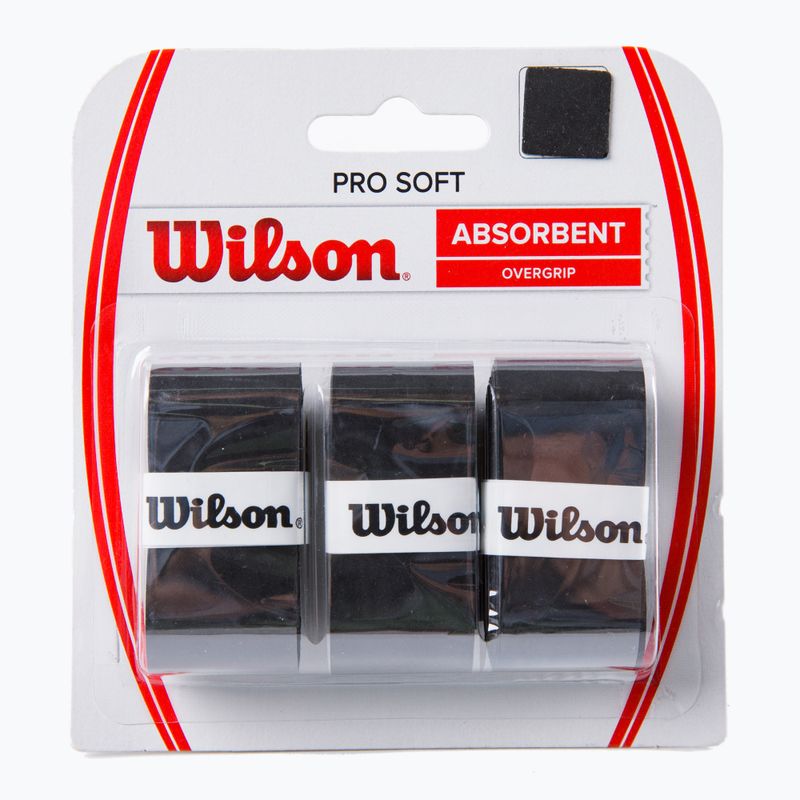 Wilson Pro Soft Overgrip teniso raketės apvyniojimai 3 vnt. juodi WRZ4040BK+