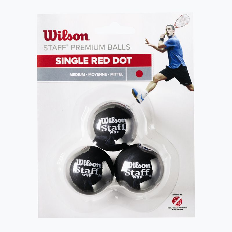 Skvošo kamuoliai Wilson Staff Ball Red Dot 3 vnt. black 2