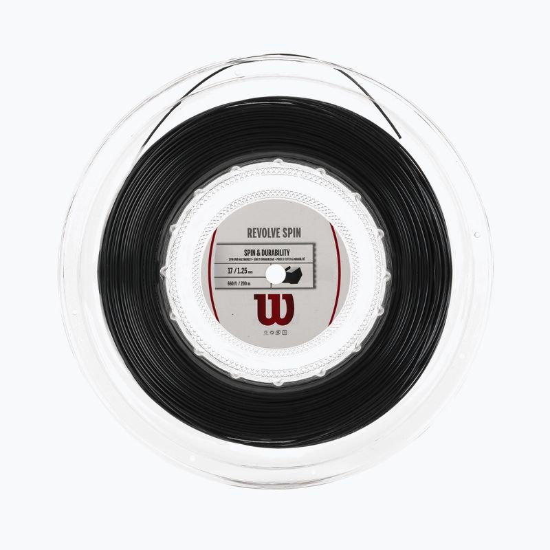 Wilson Revolve Spin 17 200 m ilgio juodos spalvos teniso stygos WRZ908100