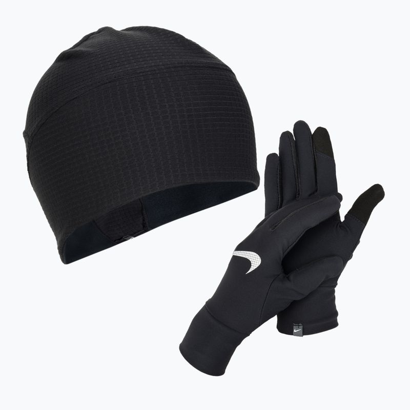 Vyriškas rinkinys kepurė + pirštinės Nike Essential Running black/black/silver