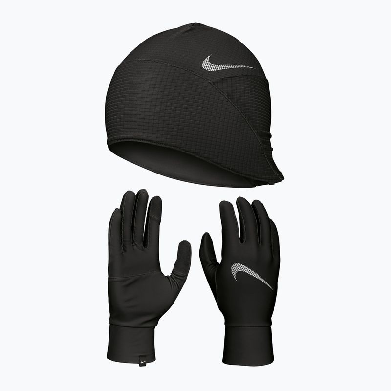 Vyriškas rinkinys kepurė + pirštinės Nike Essential Running black/black/silver 10