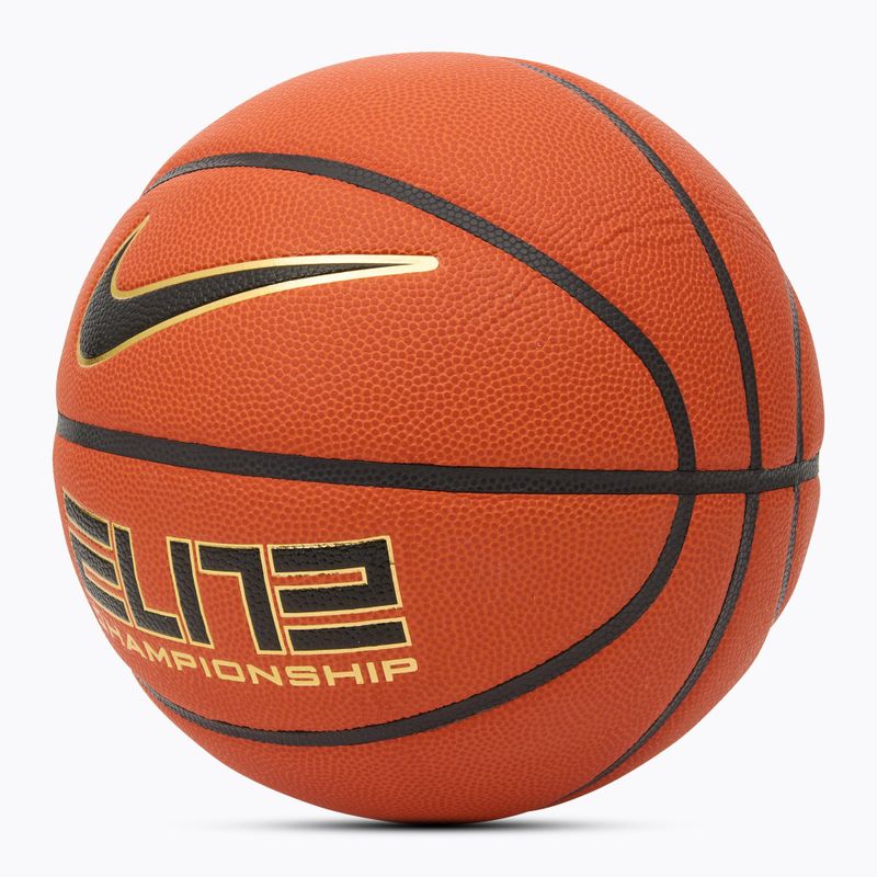 Krepšinio kamuolys Nike Elite Championship 8P 2.0 Deflated amber court/black/metallic gold/black dydis 6 2