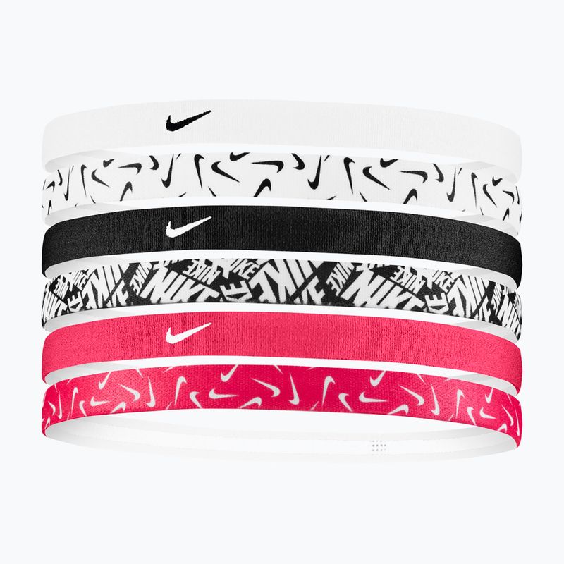 Galvos juosta Nike Headbands Printed 6 vnt. white/aster pink/black
