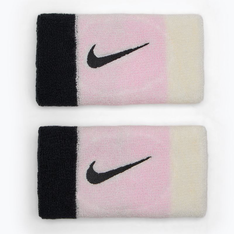 Riešų juostos Nike Swoosh Doublewide Wristbands 2 vnt. pink foam/coconut milk/black