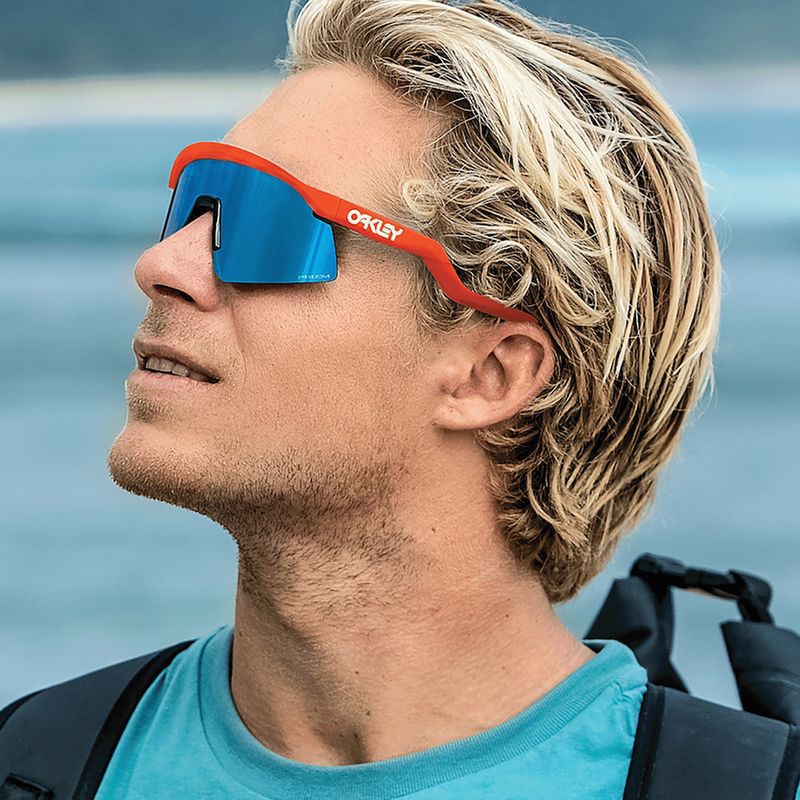 "Oakley Hydra" neoninės oranžinės/prizminio safyro spalvos akiniai nuo saulės 12