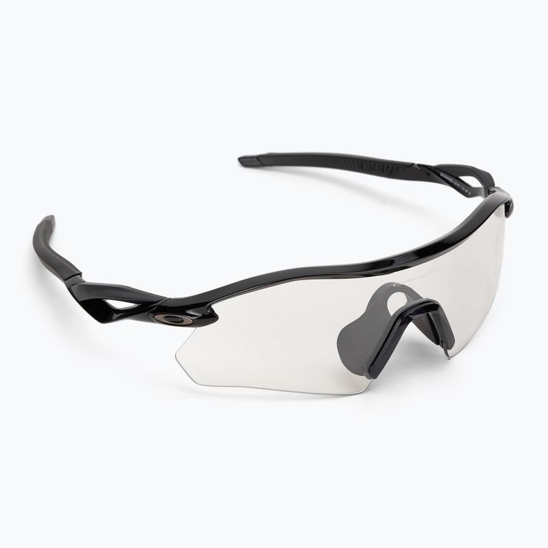 "Oakley Radar Plate" poliruoti juodi/skaidrūs iki juodų iridinių fotochrominių akinių nuo saulės akiniai