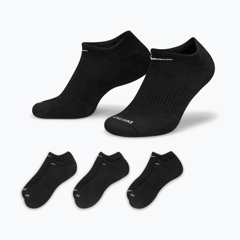 Nike Everyday Plus Cushion kojinės 3 poros juodos/baltos 3