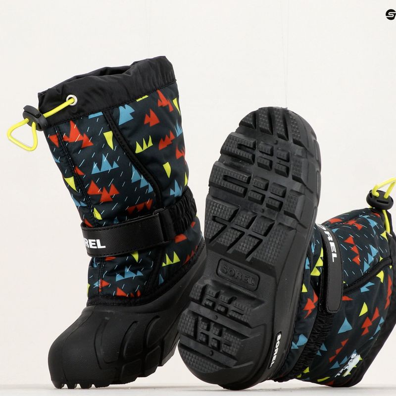 Sorel Flurry Print Boys juodi/juodi vaikiški sniego batai 8