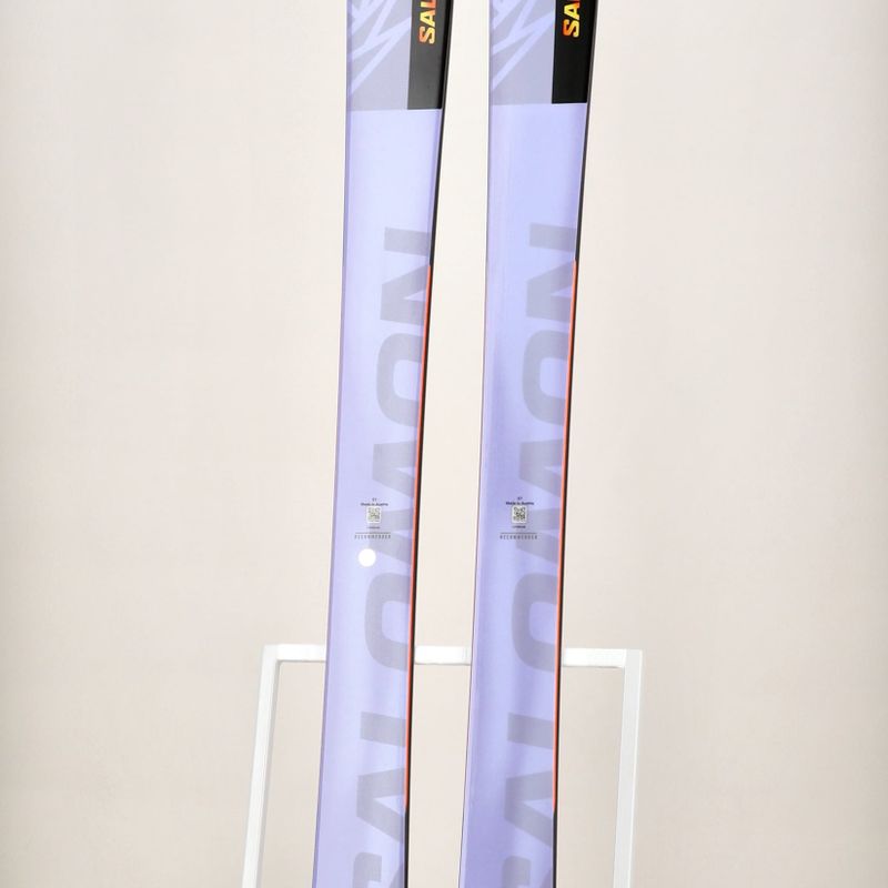 Salomon QST 106 + Skins sweet lavender/flame orange kalnų slidės 11