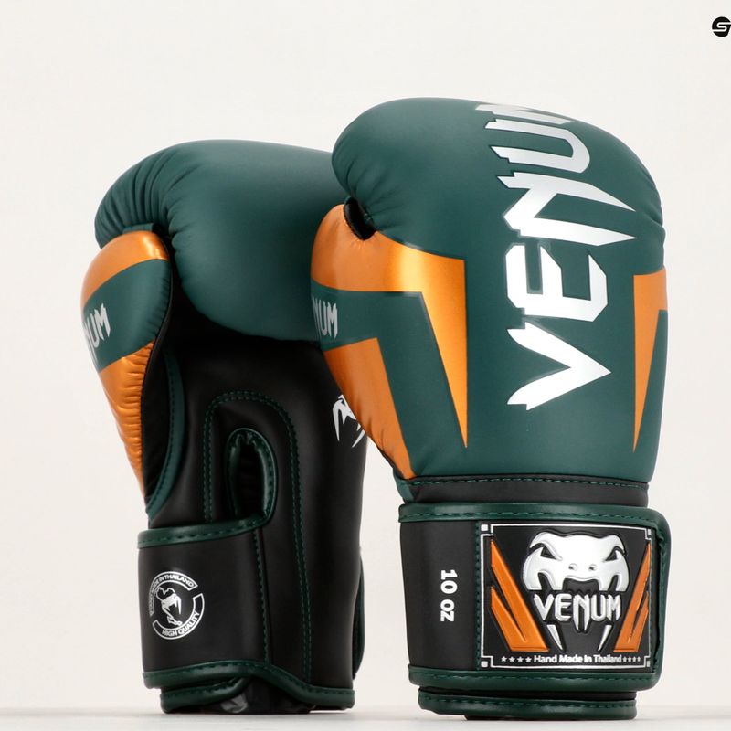 Bokso pirštinės Venum Elite green/bronze/silver 6