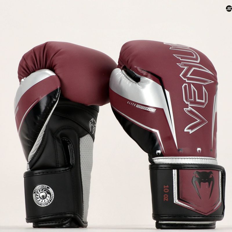 Bokso pirštinės Venum Elite Evo burgundy/silver 6