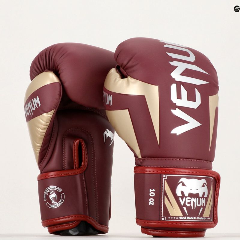 Bokso pirštinės Venum Elite burgundy/gold 6