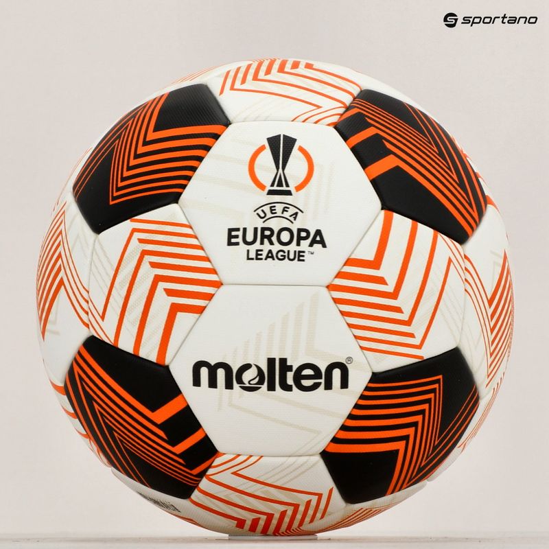 Futbolo kamuolys Molten F5U5000-34 Fifa UEFA Europa League 23/24 white/orange dydis 5 5