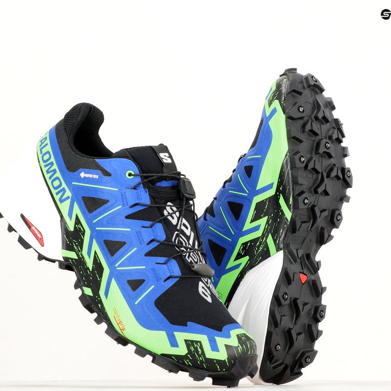 Vyriški bėgimo bateliai Salomon Spikecross 6 GTX black/surf the web/green gecko 17