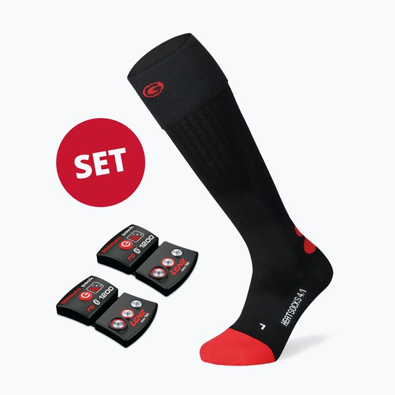 Šildomos kojinės Lenz Set Of Heat Sock 4.1 + Lithium Pack RCB 1200 black 5