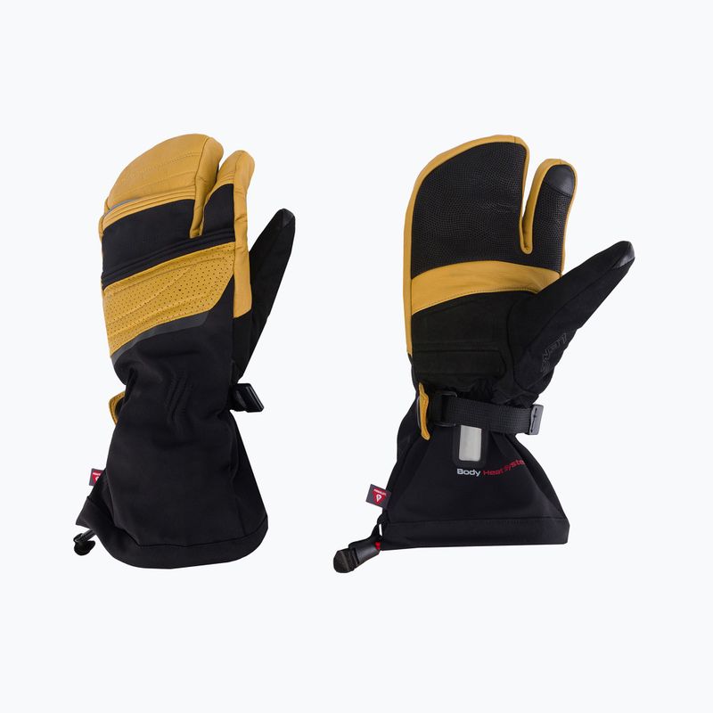 Lenz Heat Glove 8.0 Finger Cap Lobster šildoma slidinėjimo pirštinė juodai geltona 1207