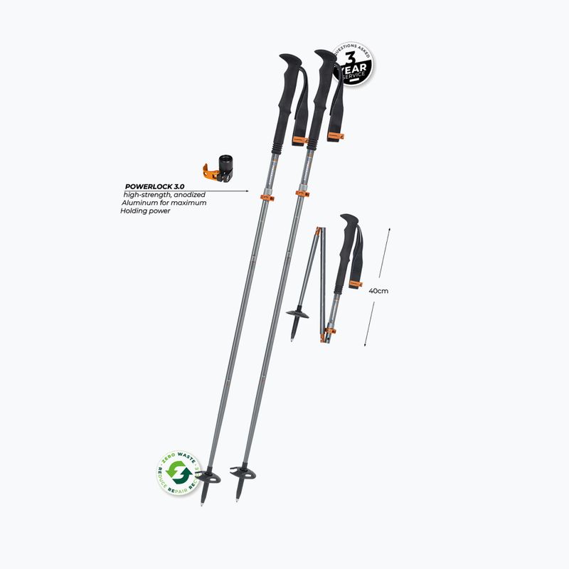 Žygio lazdos Komperdell FX Lite Ti Vario Compact silver/orange 2