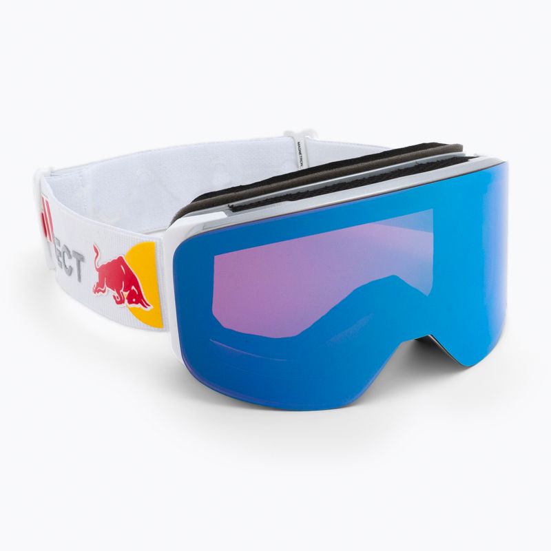 Red Bull SPECT Magnetron Slick slidinėjimo akiniai blizgantys sidabriniai/balti/raudoni mėlyni veidrodiniai/šviesiai mėlyni sniego 004