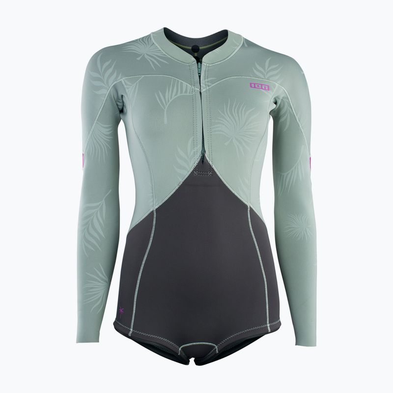 Moteriškas plaukimo hidrokostiumas ION Amaze Hot Shorty 1.5 Front Zip light olive