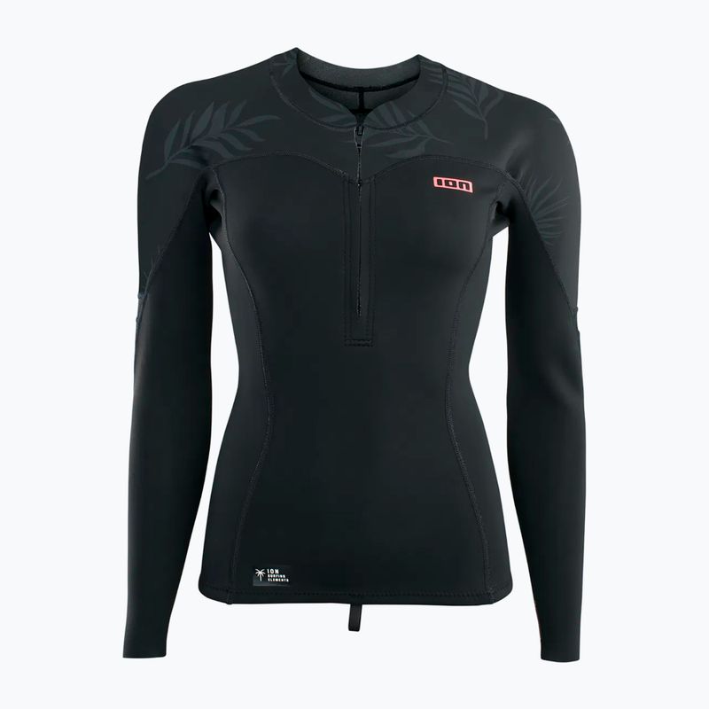 Moteriški plaukimo marškinėliai ilgomis rankovėmis ION Neo Zip Top 1.5 black
