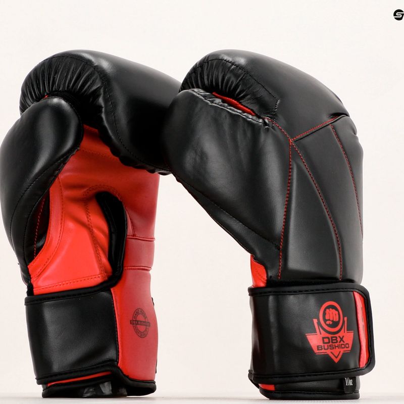 Bokso pirštinės DBX BUSHIDO "Hammer - Red" Muay Thai juodos/raudonos 19