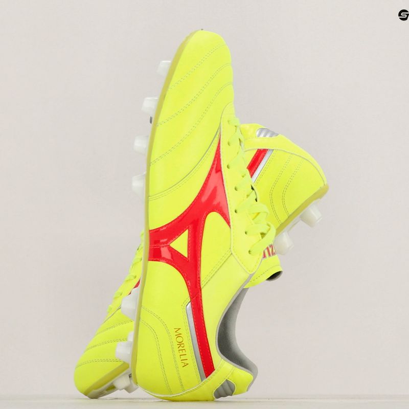 Vyriški futbolo batai Mizuno Morelia II Elite MD safety yellow/fiery coral 2/galaxy silver 10