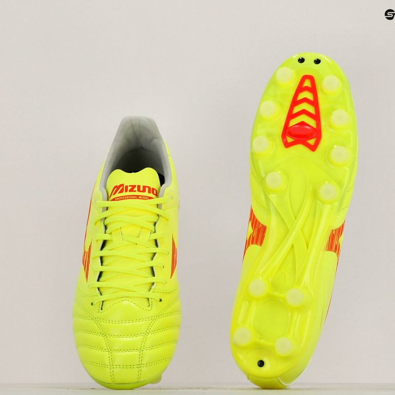 Vyriški futbolo batai Mizuno Morelia Neo IV Pro MD safety yellow/fiery coral 2/galaxy silver 11